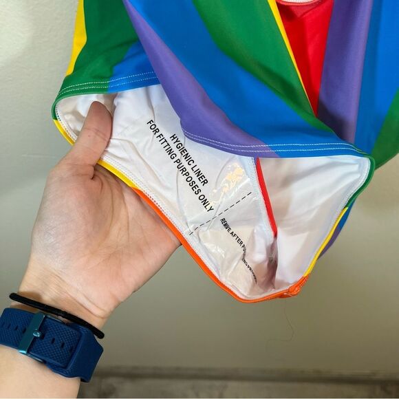 ✨ Tipsy Elves Rainbow One Piece Swim Suit Halter Women’s Medium - Picture 10 of 10